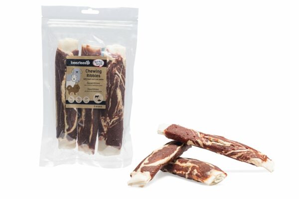 beeztees chewing ribbies boeuf/cabillaud 3pcs